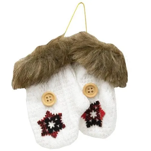 2/Set Ivory Knit Faux Fur Ornaments (Pack of 2)