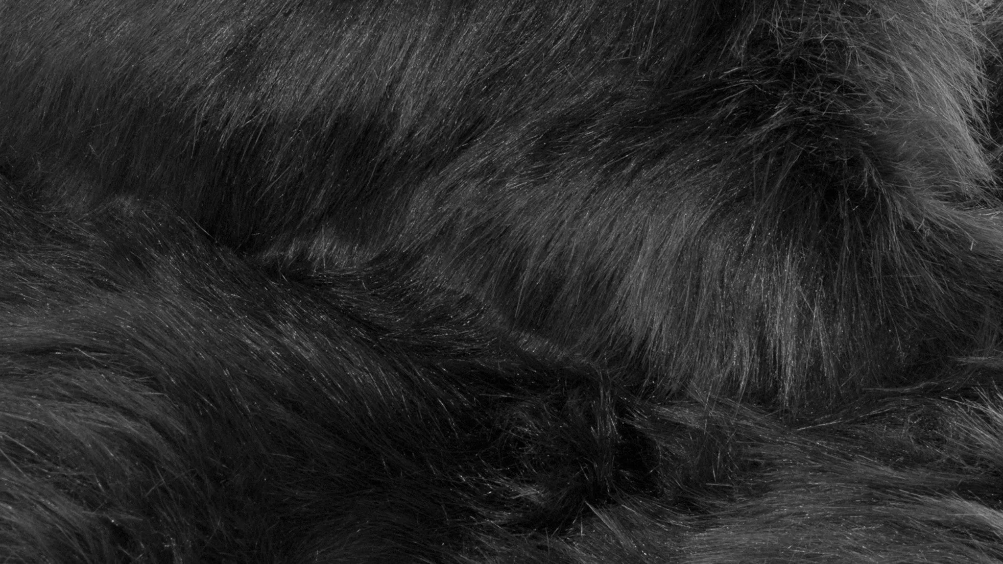 3' X 5' Black Rectangular Faux Fur - Area Rug