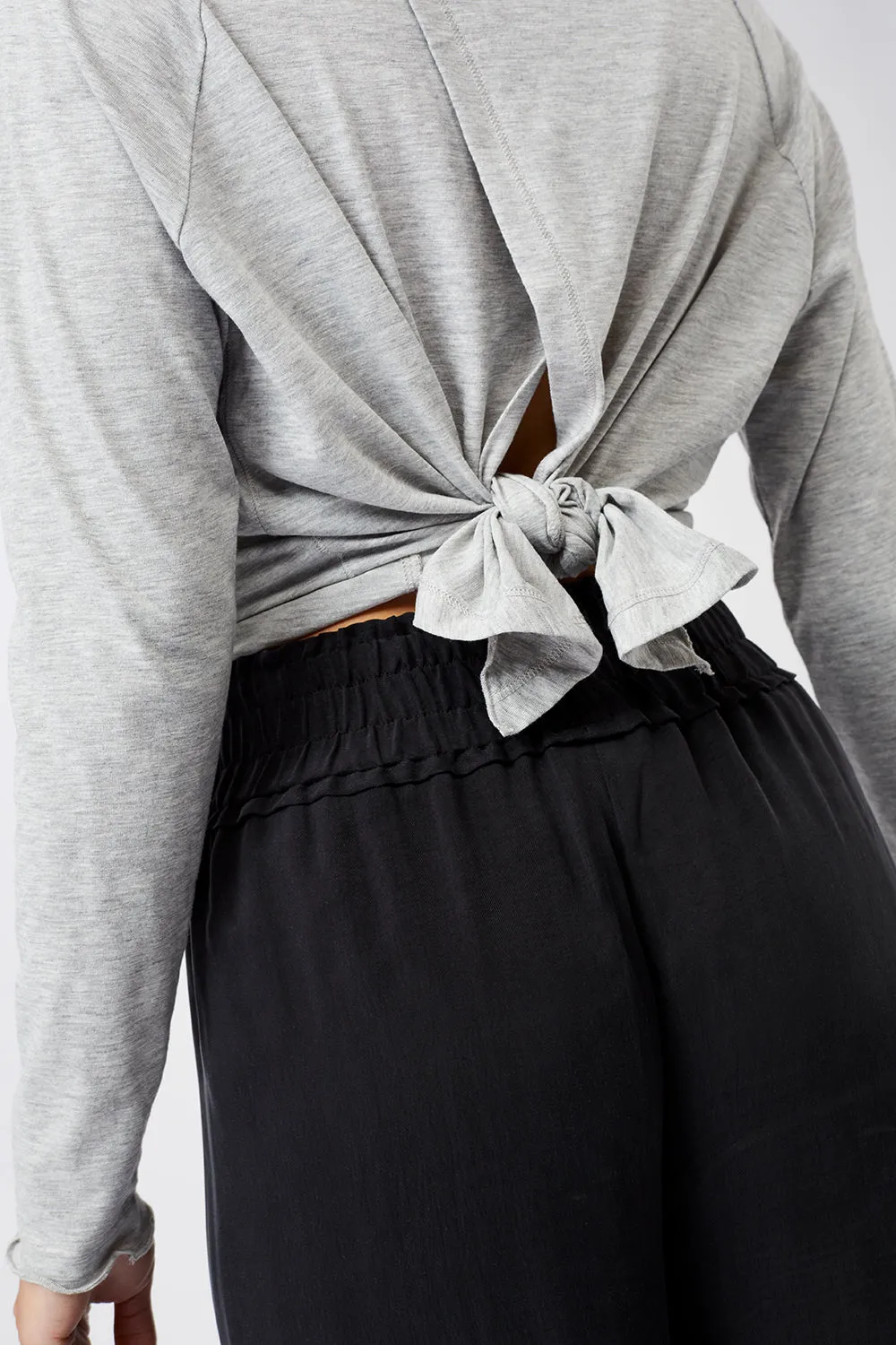 Back Bow Longsleeve (Grey Melange), GOTS
