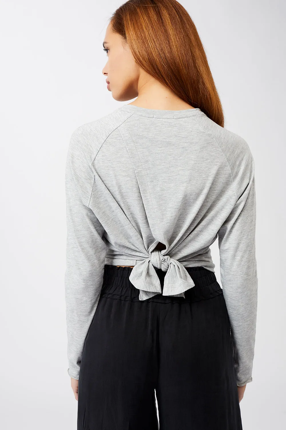 Back Bow Longsleeve (Grey Melange), GOTS