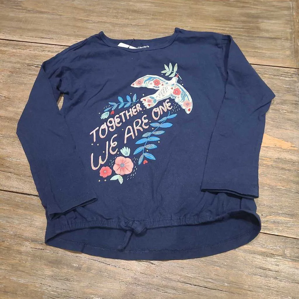 Carters blue together we are one bird cotton longsleeve 5Y