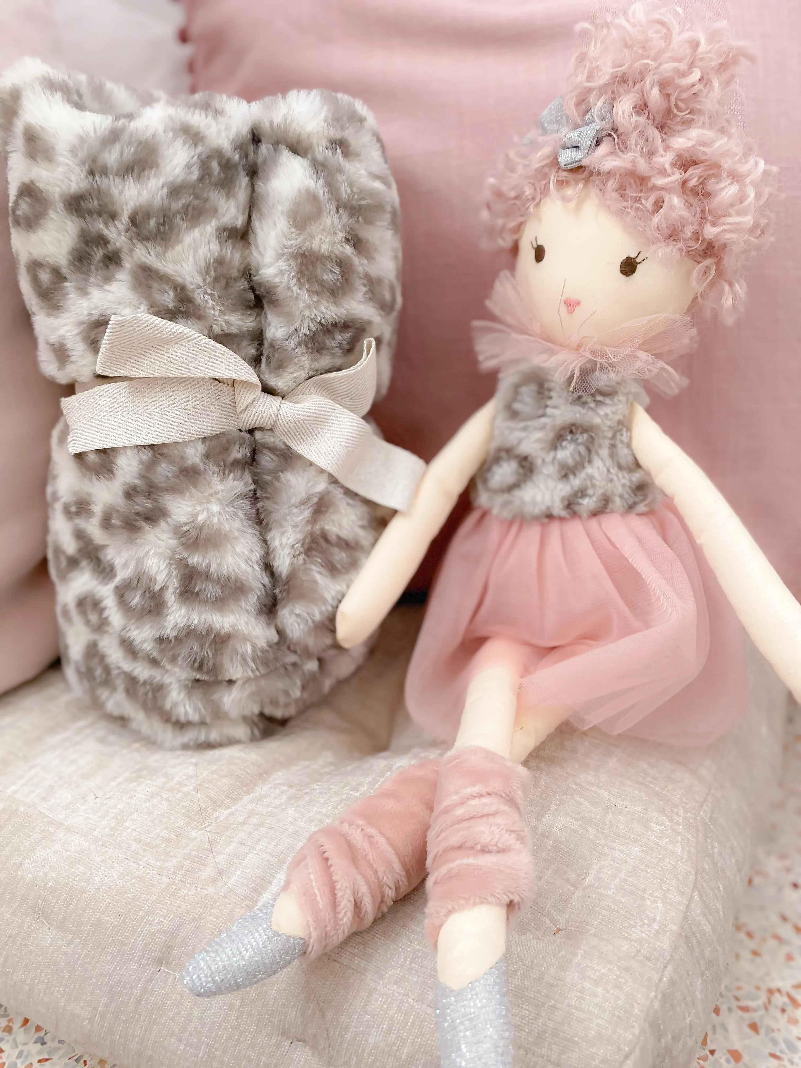 Charmante Faux Fur Baby Blanket- Leopard