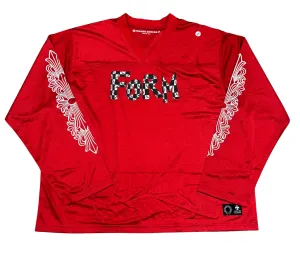 Chrome Hearts Matty Boy 99 Form Red Mesh Long Sleeve Jersey - Stylish Streetwear with Unique Design