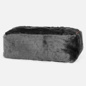 CloudSac 100 Memory Foam Footstool - Faux Fur Sheepskin Black