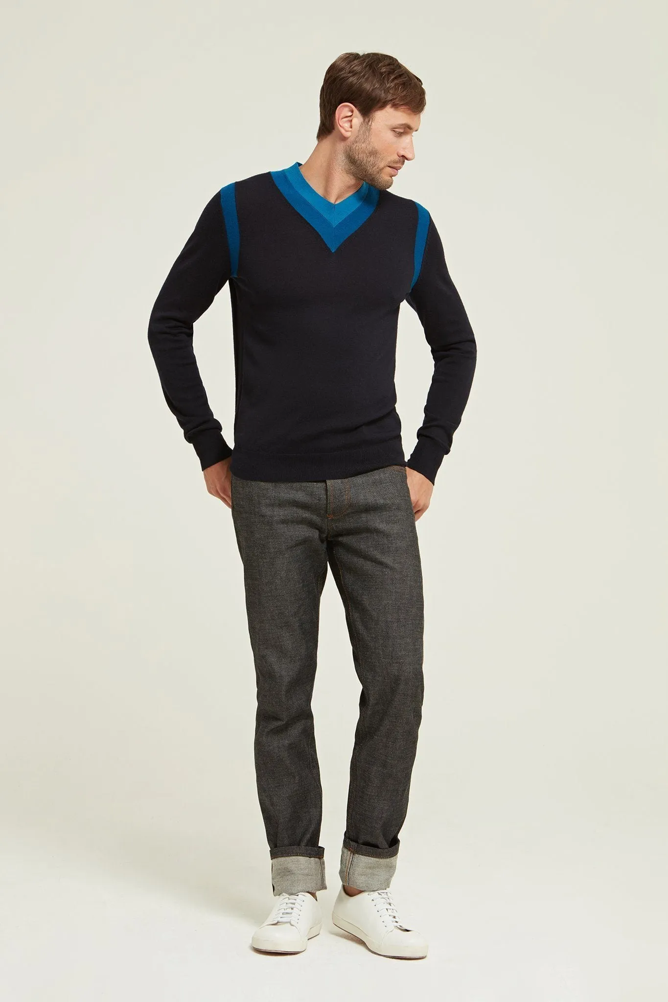 Colour Block Merino Wool Sweater