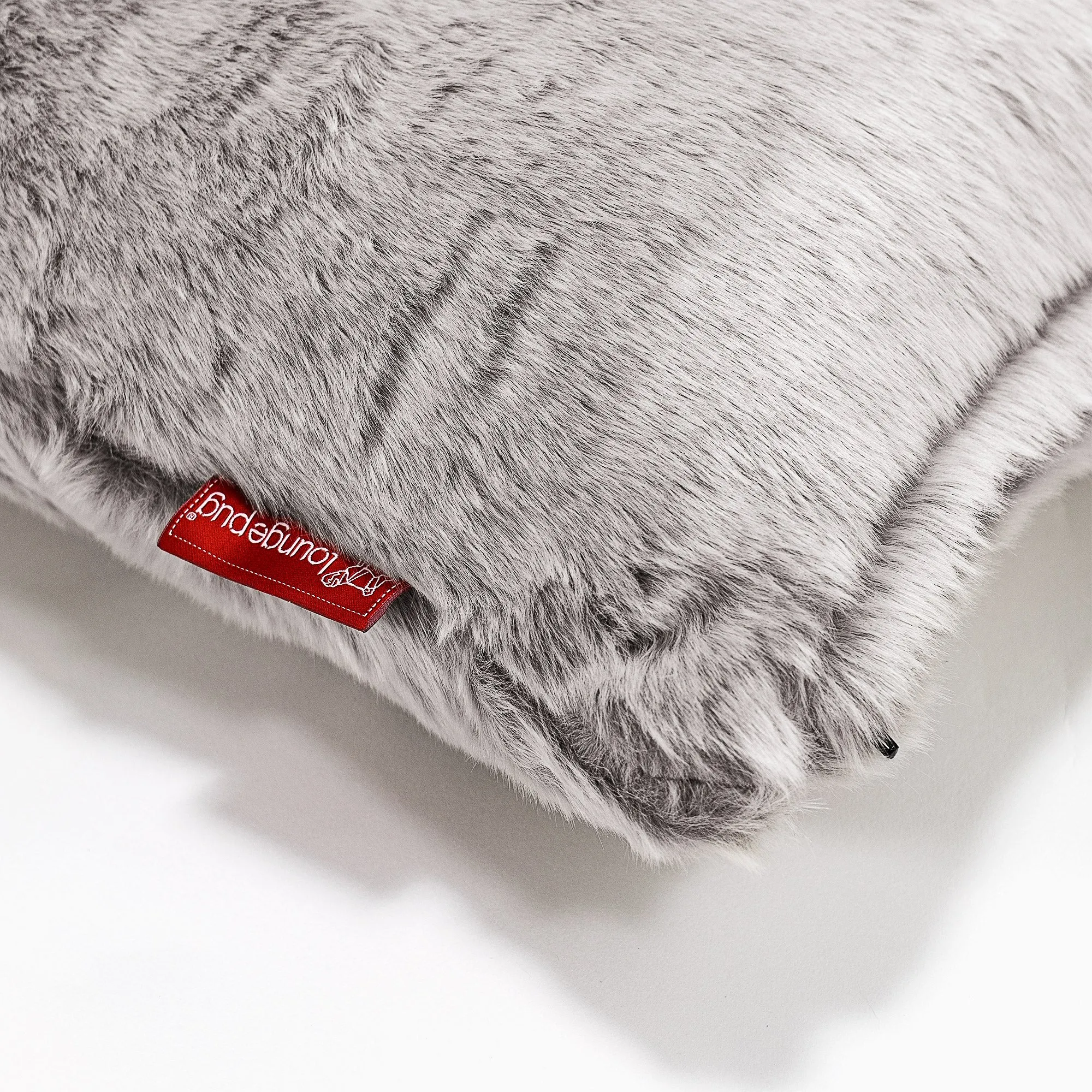 Decorative Rectangular Cushion Cover 35 x 50cm - Fluffy Faux Fur Rabbit Light Grey