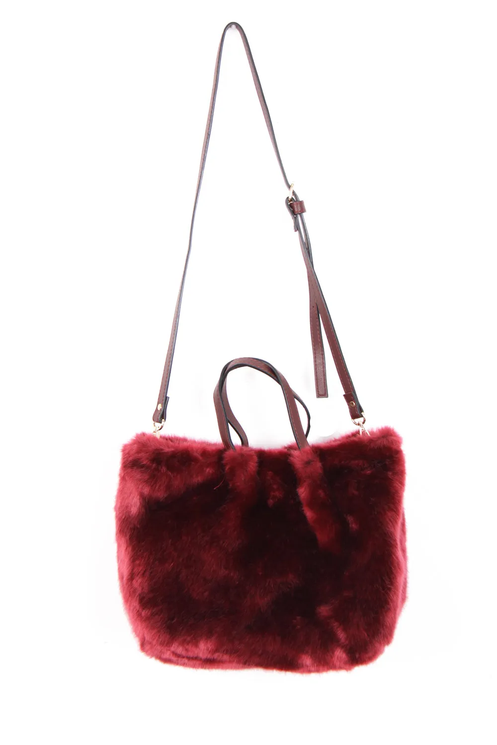 Faux Mink Fur Crossbody Handbag with Strap