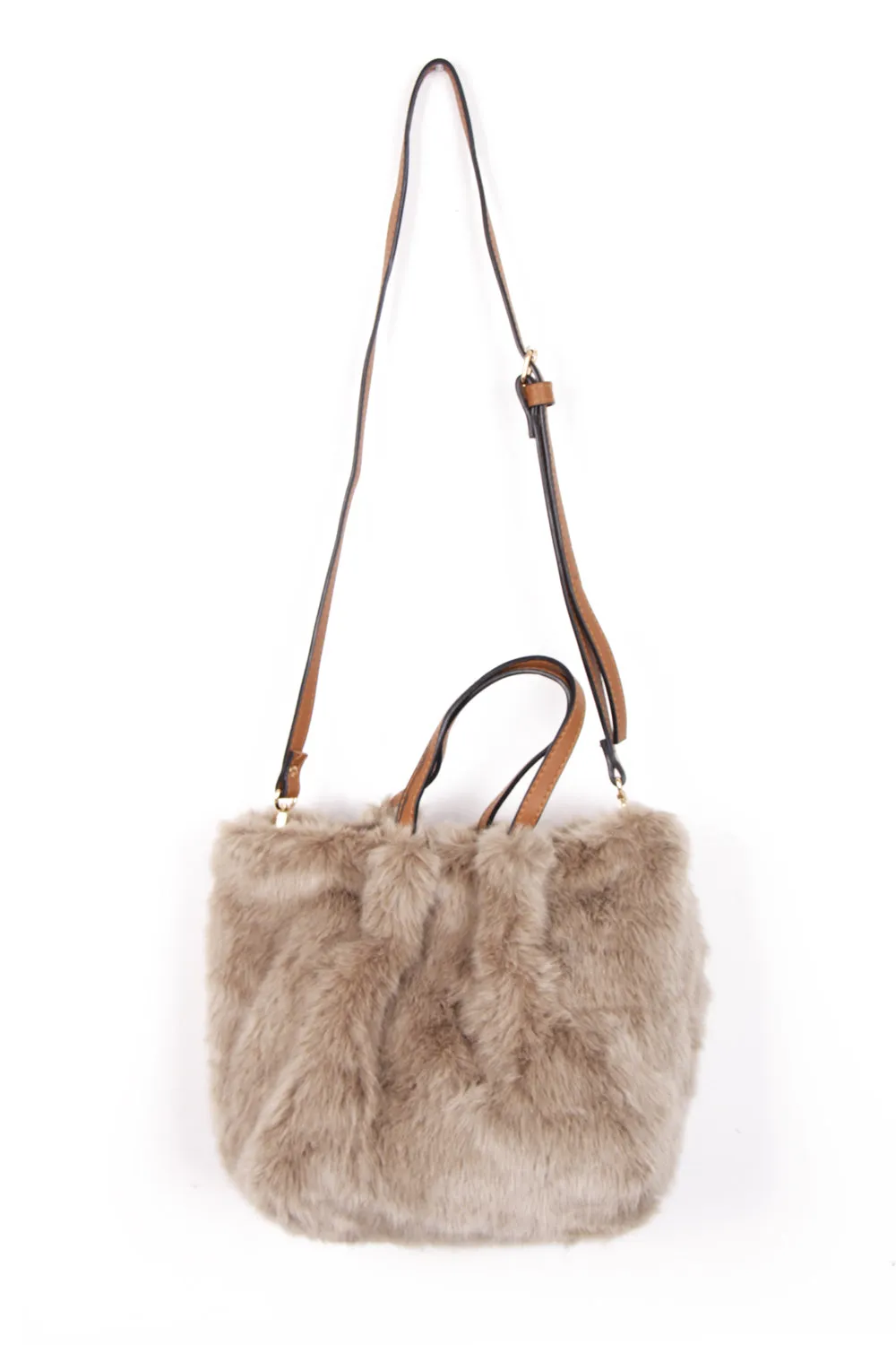 Faux Mink Fur Crossbody Handbag with Strap
