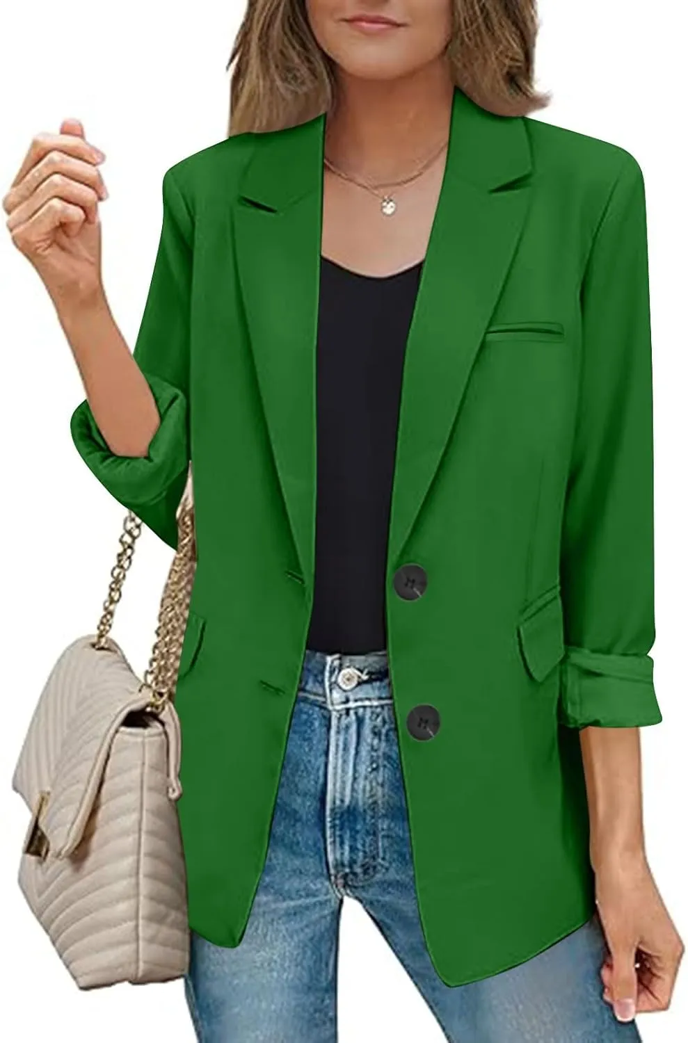 Firzero Womens Blazers for Work Casual 2024 Business Coats Dressy Loose Button Down Cardigan Work Suit Jacket