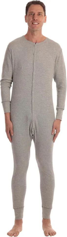 #followme Men's Solid Thermal Henley Adult Onesie