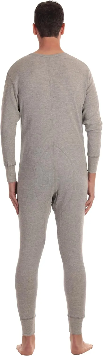 #followme Men's Solid Thermal Henley Adult Onesie