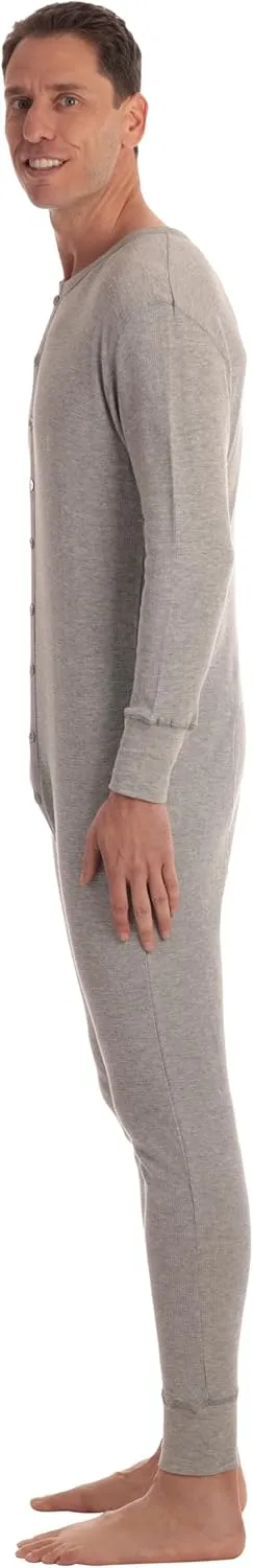 #followme Men's Solid Thermal Henley Adult Onesie