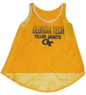 Georgia Tech Yellow Jackets Blue 84 Gold Womens See-through Back Tank Top (M)