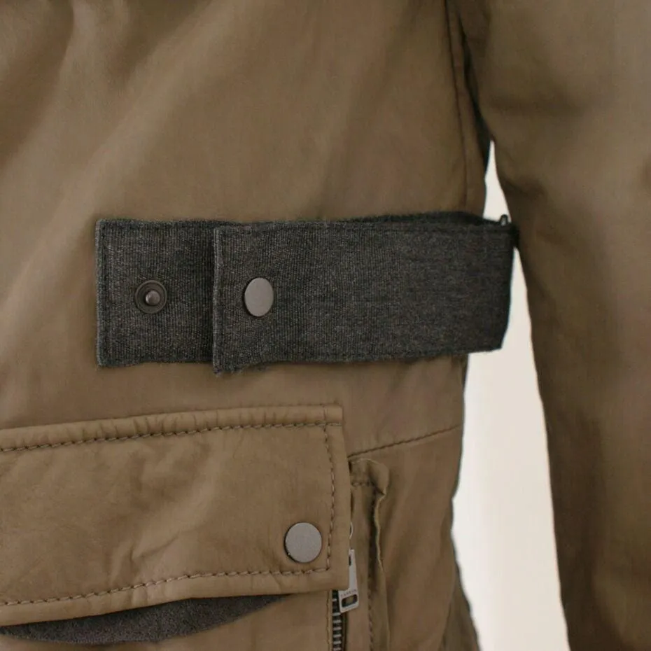 Khaki Leather Blouson Jacket