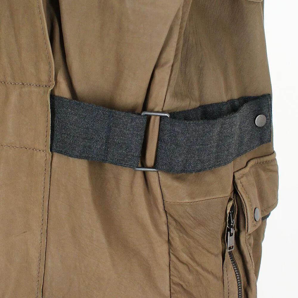 Khaki Leather Blouson Jacket