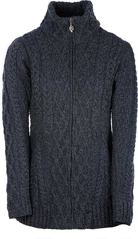 Ladies Merino Wool Zip Cardigan by Aran Mills - 2 Colours