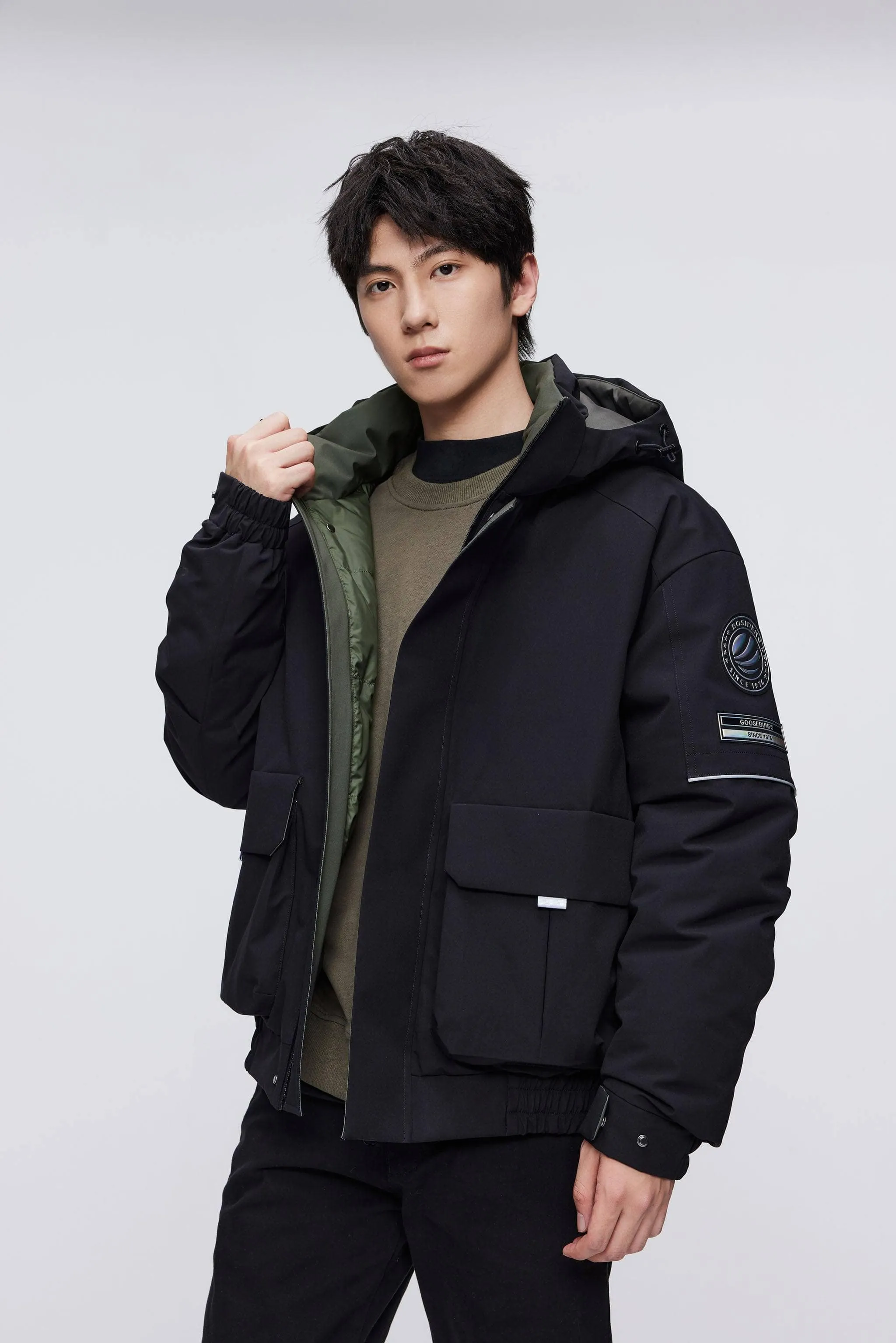 Mens Down Jacket with Hood 5427