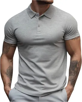 Men's Slim fit Breathable Solid Golf Polo with Pocket Summer Plain Short Sleeve Casual Fashion Shirt