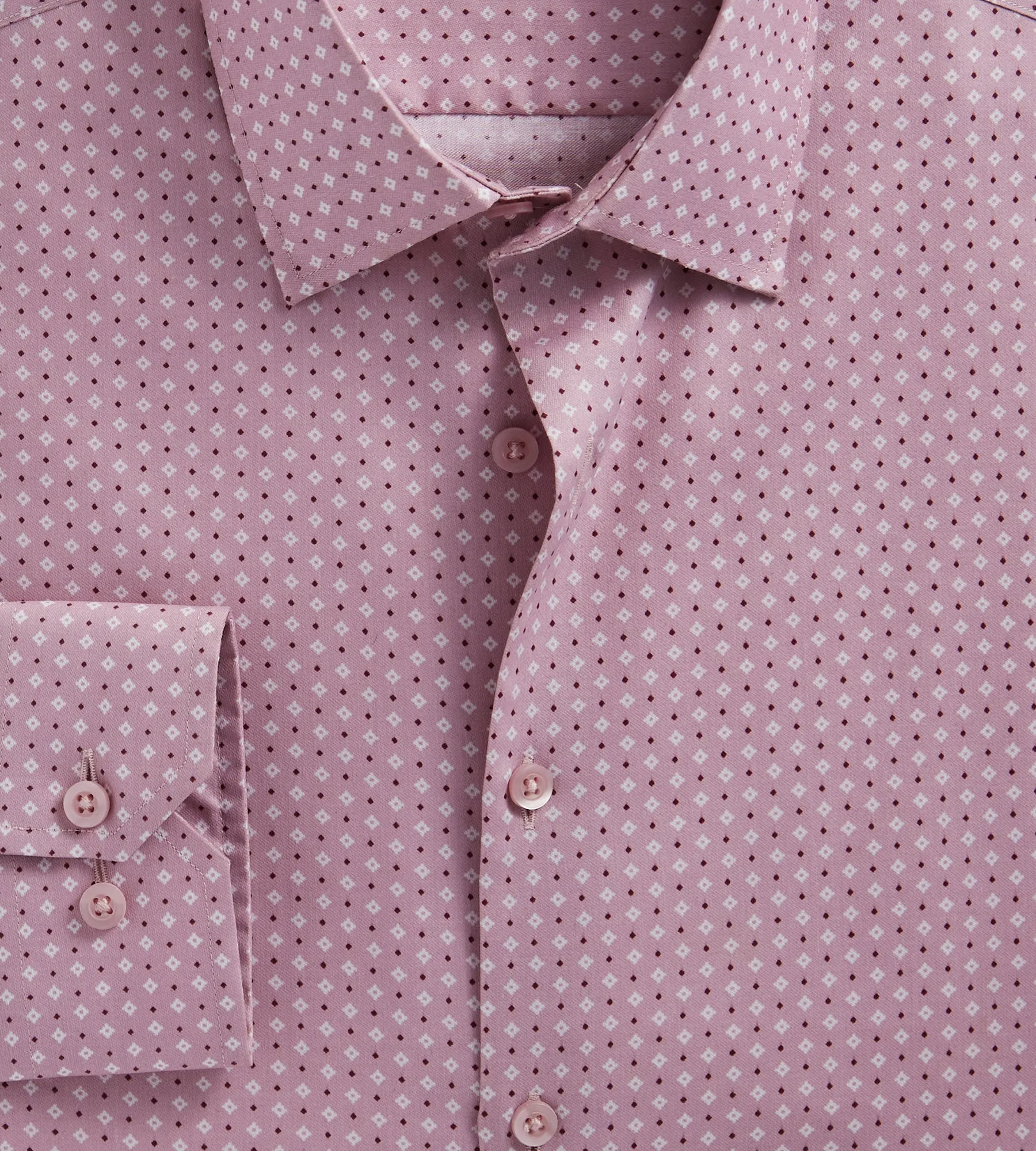 Modern Fit Non-Iron Geo Print Sateen Dress Shirt
