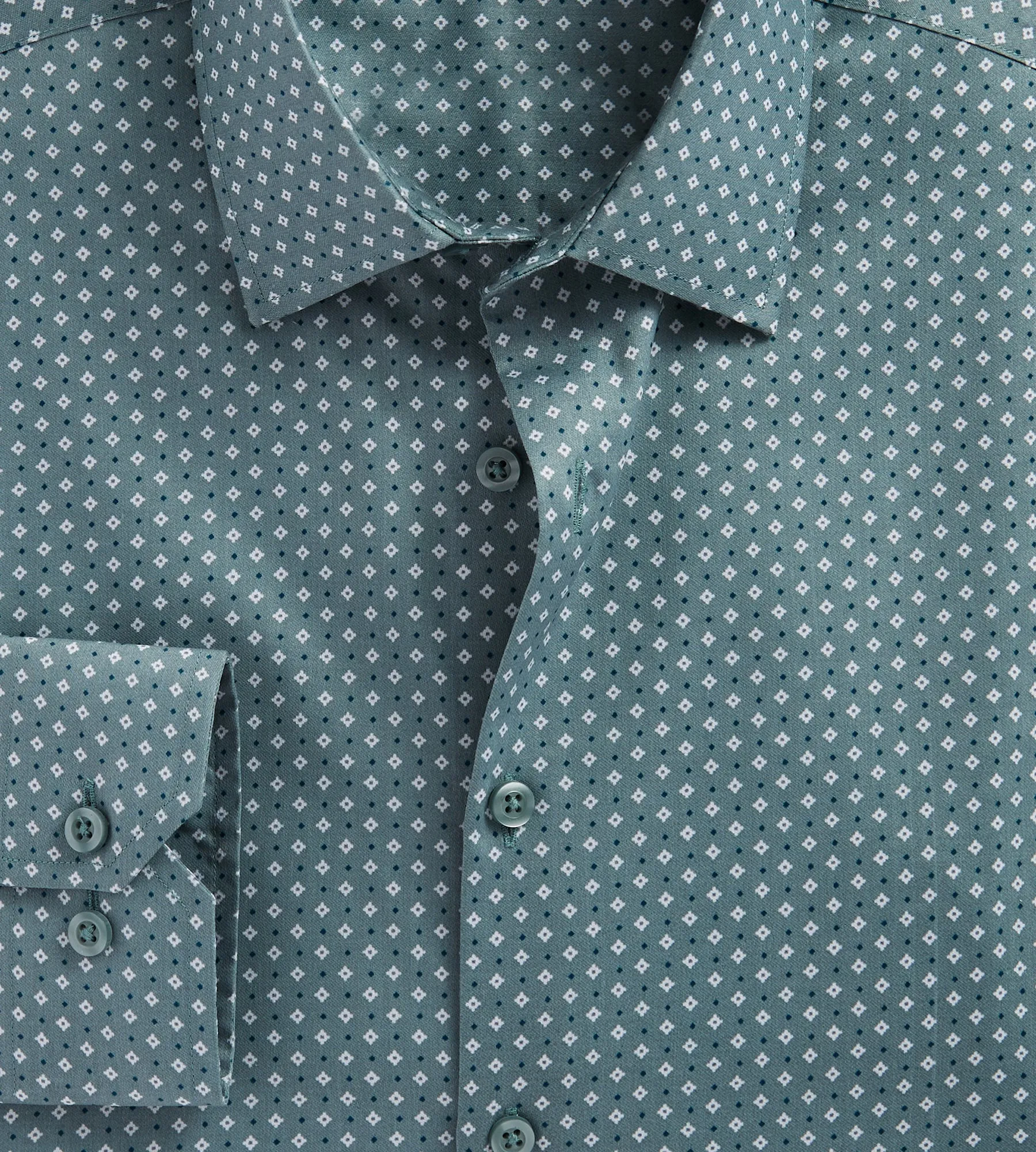Modern Fit Non-Iron Geo Print Sateen Dress Shirt
