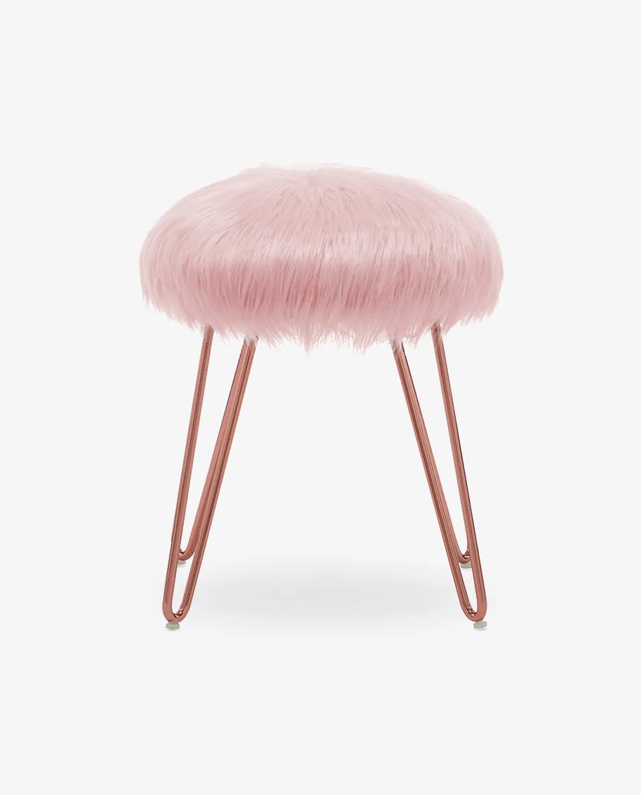 Orlando Fluffy Faux Fur Vanity Stool