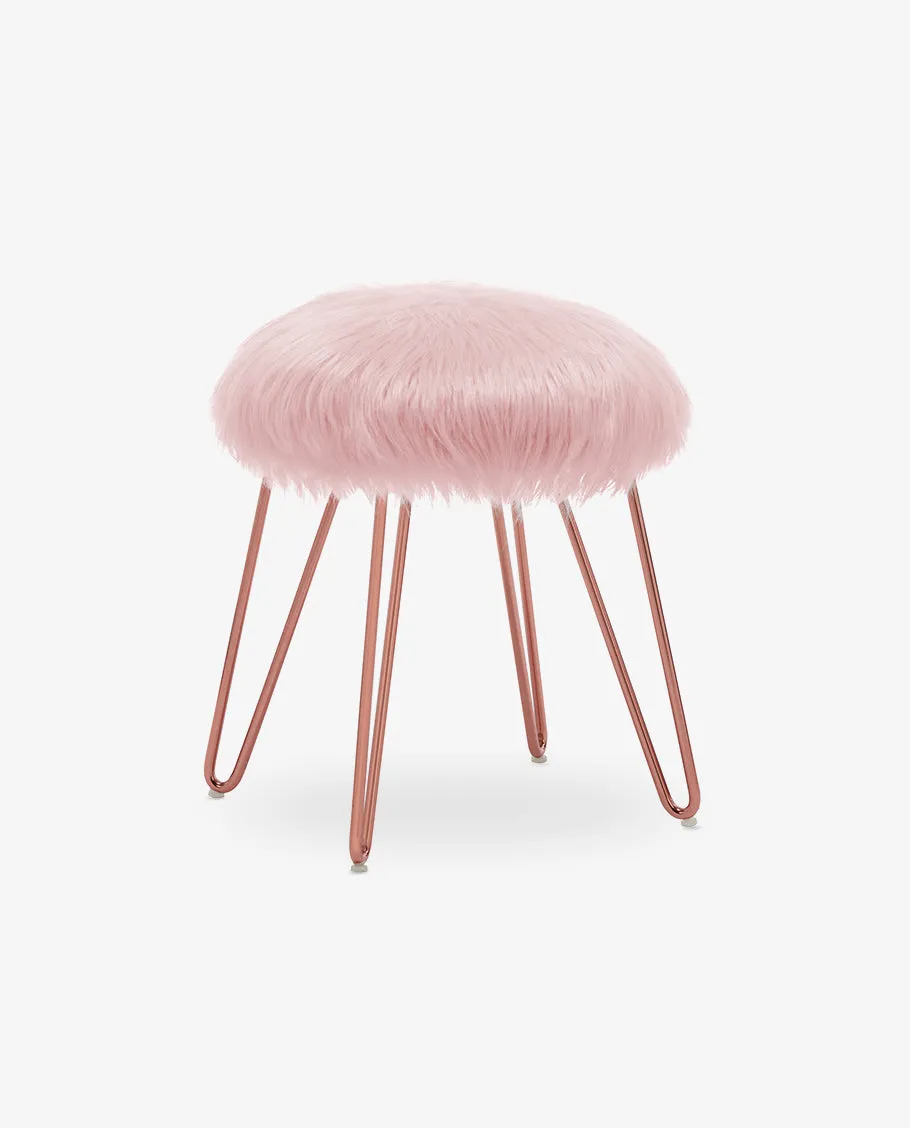 Orlando Fluffy Faux Fur Vanity Stool