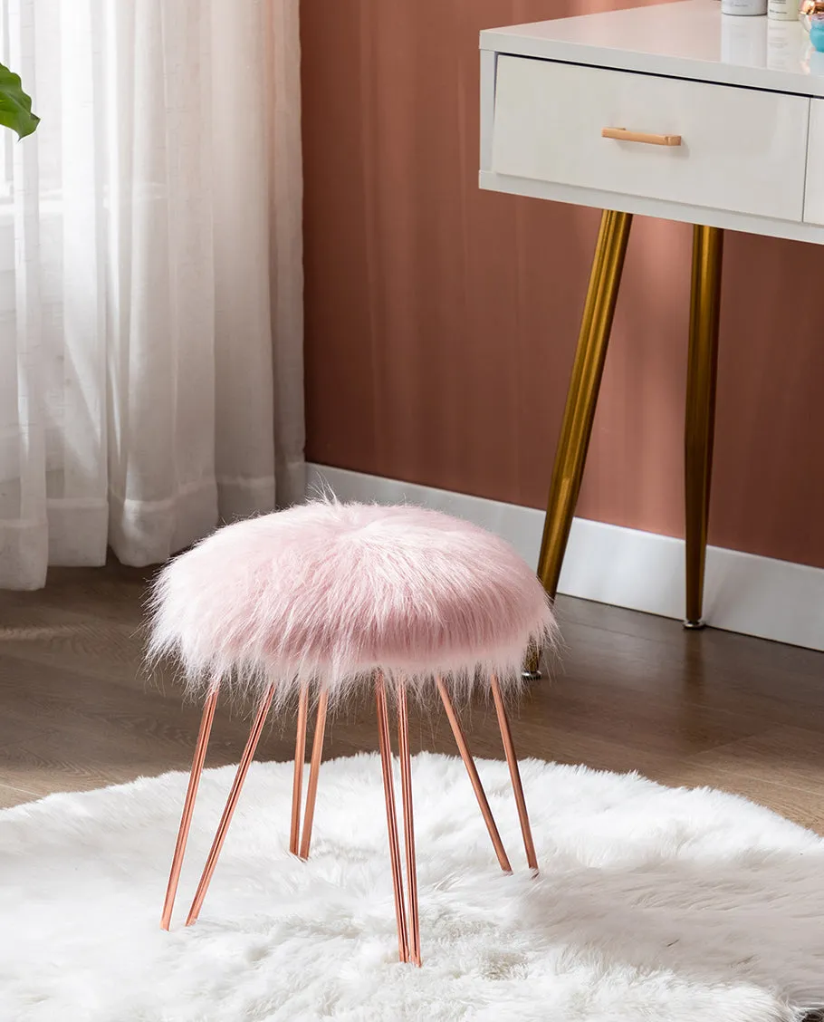 Orlando Fluffy Faux Fur Vanity Stool