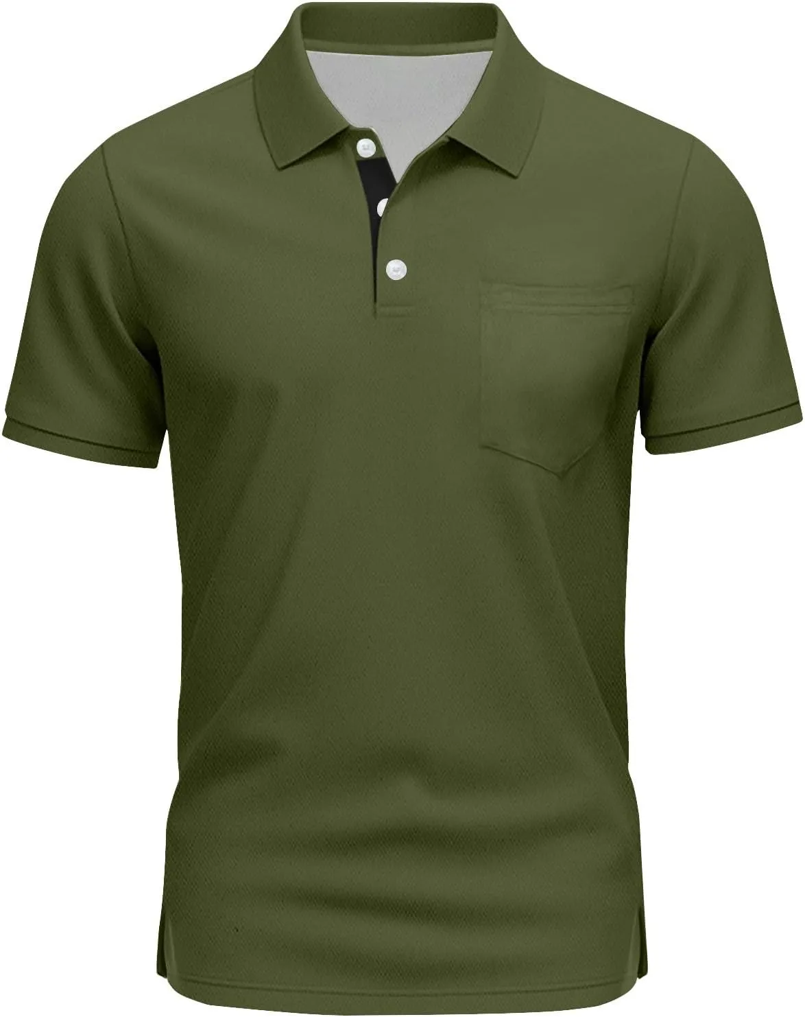RTRDE Men's Casual Golf Shirts Short Sleeve Solid Color Business Casual Work Collared Shirts with Pocket Polos, M-5XL