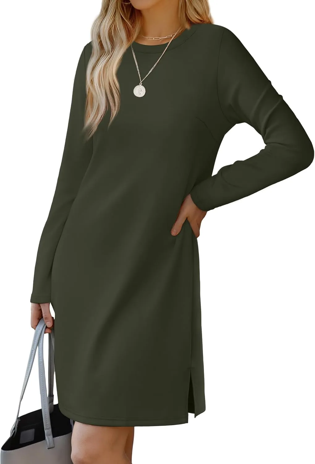 SAMPEEL Dresses for Women 2024 Casual Long Sleeve Dress Trendy Fall Fashion Cozy Travel Airport Outfits