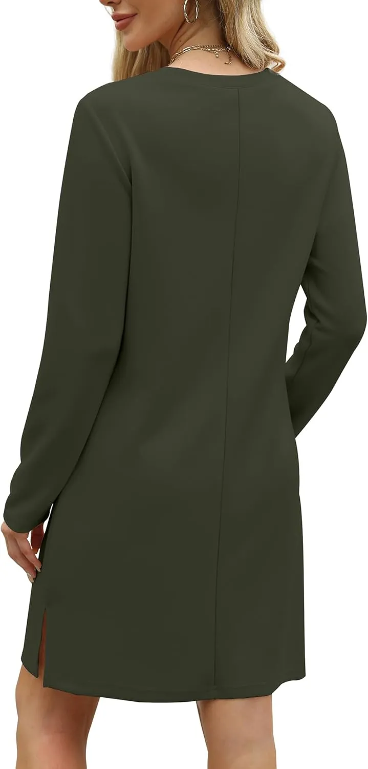SAMPEEL Dresses for Women 2024 Casual Long Sleeve Dress Trendy Fall Fashion Cozy Travel Airport Outfits