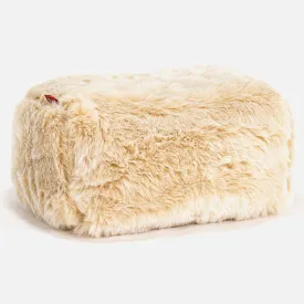 Small Footstool - Faux Fur Sheepskin White