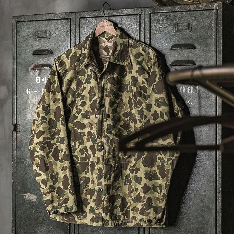 Vintage USMC P-44 Duck Hunter Camo Jacket - Authentic Military Uniform with Classic Camouflage Design