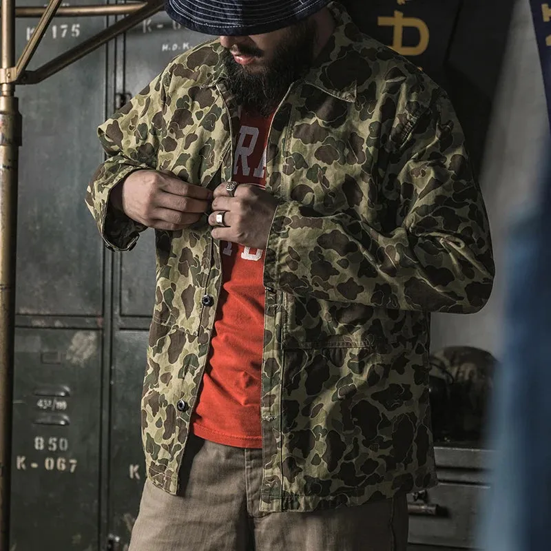 Vintage USMC P-44 Duck Hunter Camo Jacket - Authentic Military Uniform with Classic Camouflage Design