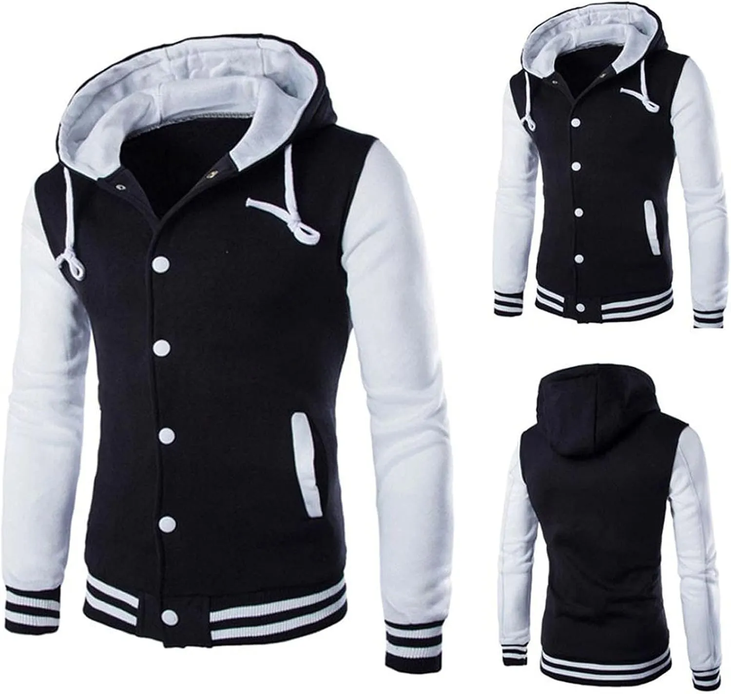 Ymosrh Men's Jackets Casual with Hood Lightweight Varsity Bomber Jacket Coat, S-3XL