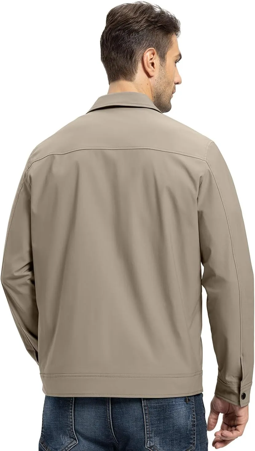 YSENTO Men's Light Jackets Lightweight Bomber Jackets Collared Work Golf Windbreakers with Zip Pockets
