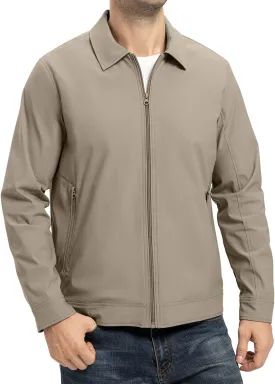 YSENTO Men's Light Jackets Lightweight Bomber Jackets Collared Work Golf Windbreakers with Zip Pockets