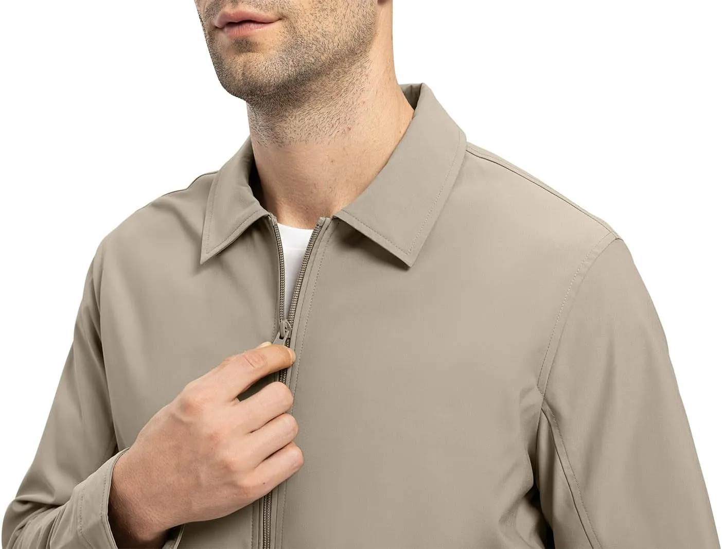 YSENTO Men's Light Jackets Lightweight Bomber Jackets Collared Work Golf Windbreakers with Zip Pockets