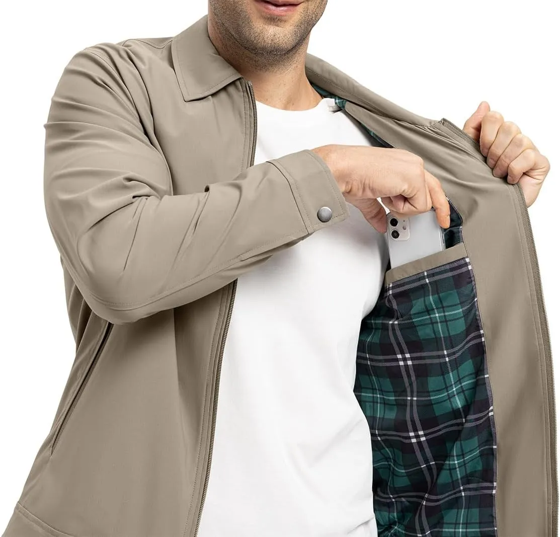 YSENTO Men's Light Jackets Lightweight Bomber Jackets Collared Work Golf Windbreakers with Zip Pockets